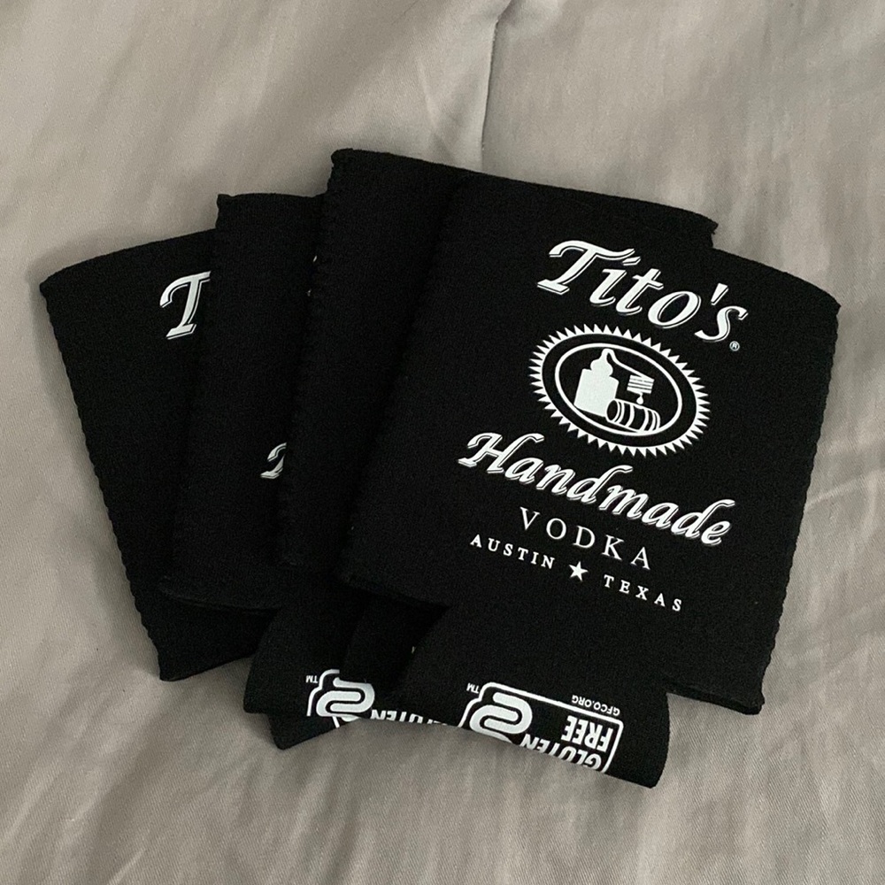 COPY - 4 Titos vodka black koozies